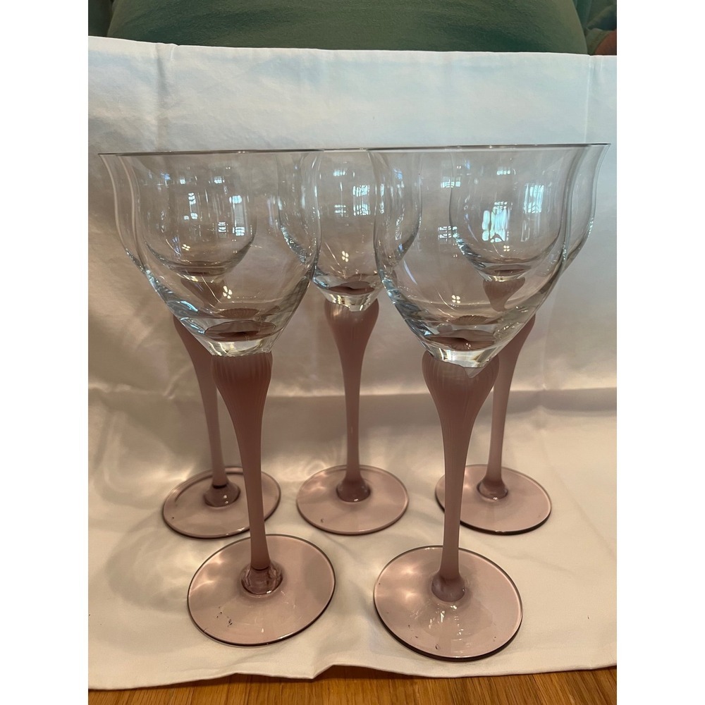 Set of 5 Mikasa Sea Mist Frosted Wine Glass